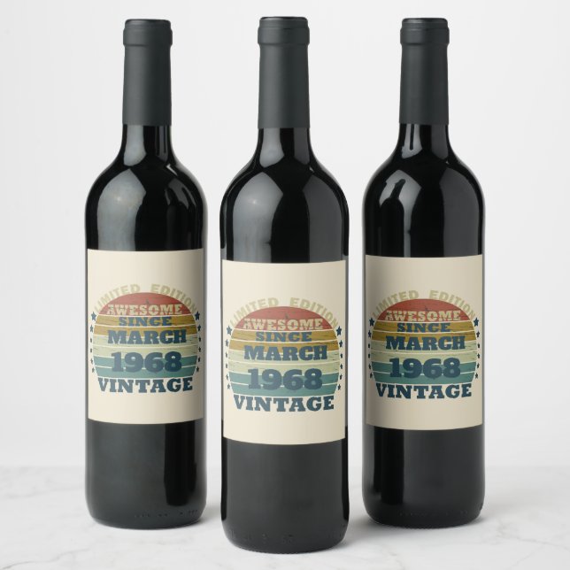 Personalised fifty five vintage 55th birthday wine label (Bottles)