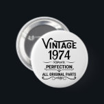 Personalised fifty vintage 50th birthday party 6 cm round badge<br><div class="desc">Make your birthday special with this unique design. Add a touch of sophisticated elegance to your birthday celebration with our exquisite, one-of-a-kind designs. These graphics bring sophistication and originality to any product, creating a memorable and stylish gift. They are perfect for those who appreciate a touch of timeless glamour on...</div>