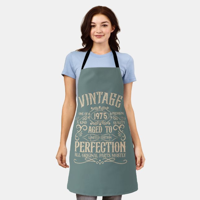 Personalised fifty vintage 50th birthday party apron (Worn)