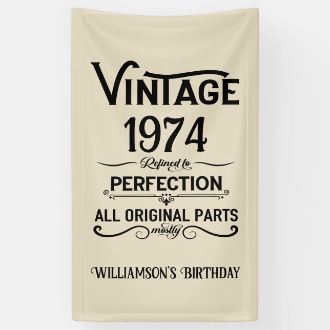 Personalised fifty vintage 50th birthday party banner (Vertical)