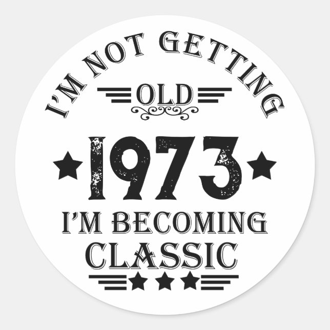 Personalised fifty vintage 50th birthday party classic round sticker (Front)