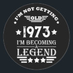 Personalised fifty vintage 50th birthday party classic round sticker<br><div class="desc">Make your birthday special with this unique design. Add a touch of sophisticated elegance to your birthday celebration with our exquisite, one-of-a-kind designs. These graphics bring sophistication and originality to any product, creating a memorable and stylish gift. They are perfect for those who appreciate a touch of timeless glamour on...</div>