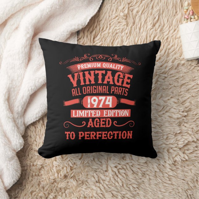 Personalised fifty vintage 50th birthday party cushion (Blanket)