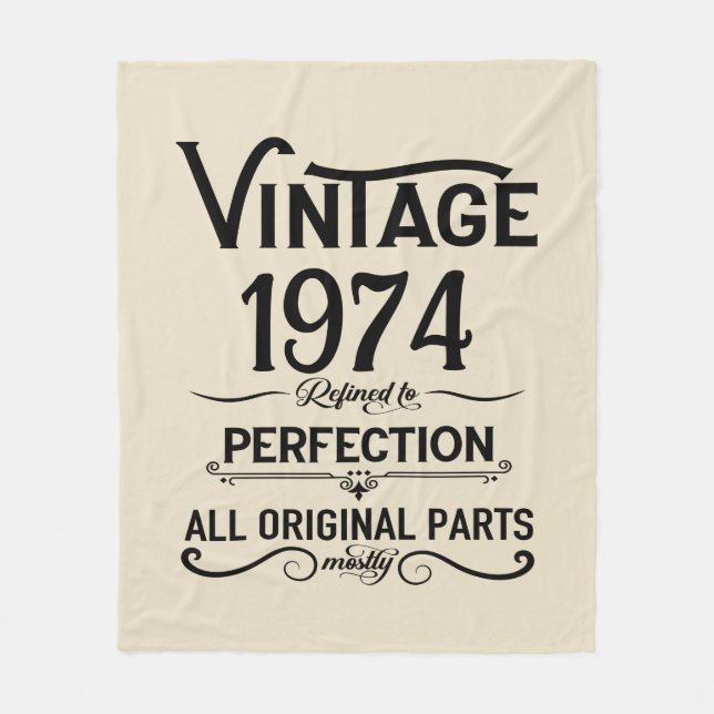 Personalised fifty vintage 50th birthday party fleece blanket (Front)