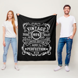 Personalised fifty vintage 50th birthday party fleece blanket