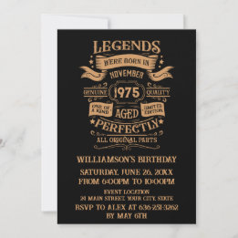 Personalised fifty vintage 50th birthday party invitation