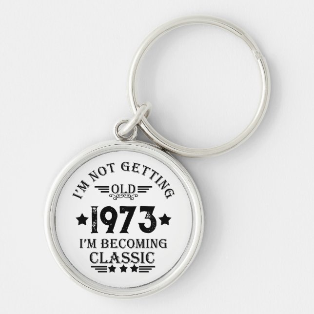 Personalised fifty vintage 50th birthday party key ring (Front)