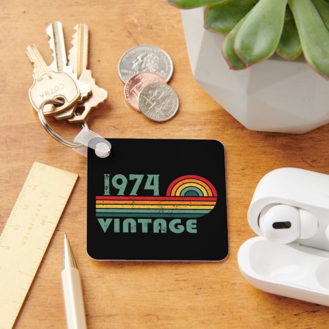 Personalised fifty vintage 50th birthday party key ring (Desk)