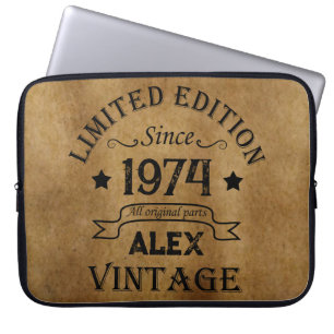 Personalised fifty vintage 50th birthday party laptop sleeve