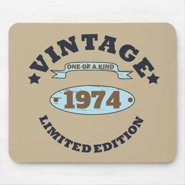 Personalised fifty vintage 50th birthday party mouse mat (Front)
