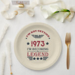 Personalised fifty vintage 50th birthday party paper plate<br><div class="desc">This vintage graphic design,  featuring an eye-catching typography font,  can add originality to your wardrobe collection. It's a great gift idea for men,  women,  husbands,  wives,  girlfriends,  and boyfriends who will appreciate this unique artwork. It is the perfect and most enjoyable holiday present for your birthday celebration.</div>