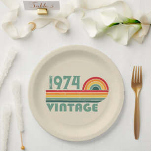 Personalised fifty vintage 50th birthday party paper plate