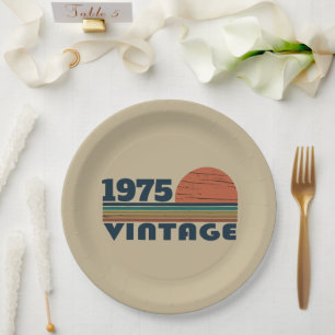 Personalised fifty vintage 50th birthday party paper plate
