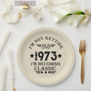 Personalised fifty vintage 50th birthday party paper plate