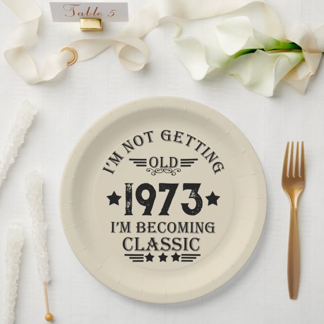 Personalised fifty vintage 50th birthday party paper plate (Wedding)