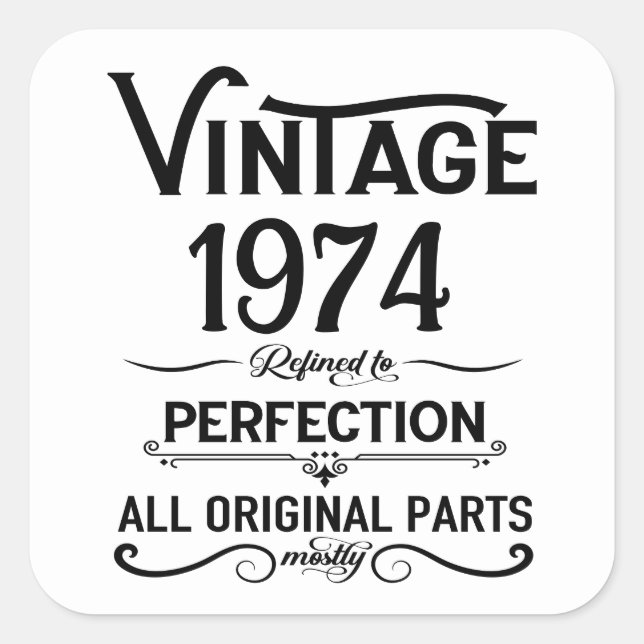 Personalised fifty vintage 50th birthday party square sticker (Front)