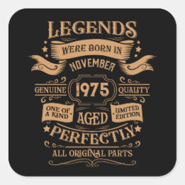 Personalised fifty vintage 50th birthday party square sticker