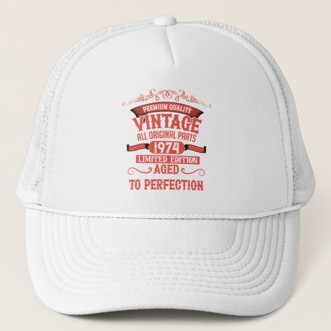 Personalised fifty vintage 50th birthday party trucker hat (Front)