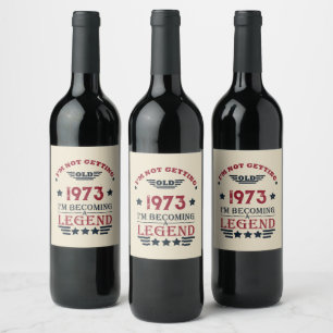 Personalised fifty vintage 50th birthday party wine label