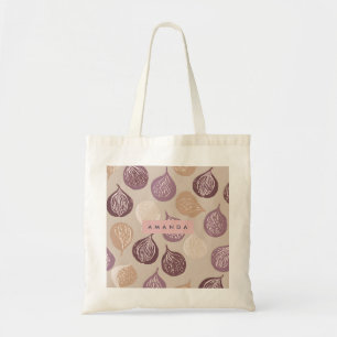 Personalised Fig Fruit Art in Warm Neutral Tote Bag