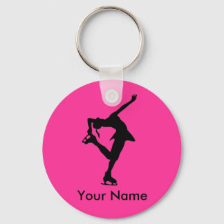 Personalised Figure Skater Key Chain - Bright Pink