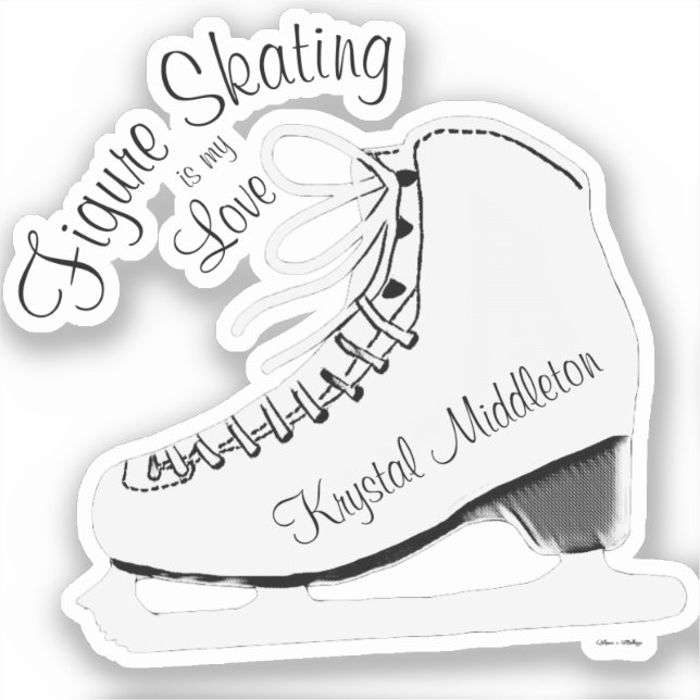 Personalised Figure Skating Girl Ice Skate Sticker (Front)