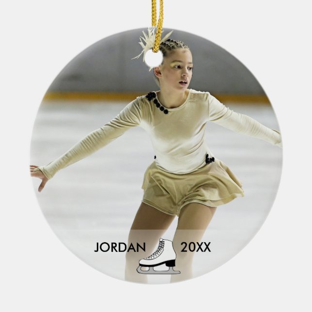 Personalised Figure Skating Skater Name Christmas Ceramic Tree Decoration (Front)
