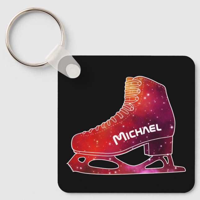 Personalised Figure Skating Space Boot Key Ring (Front)