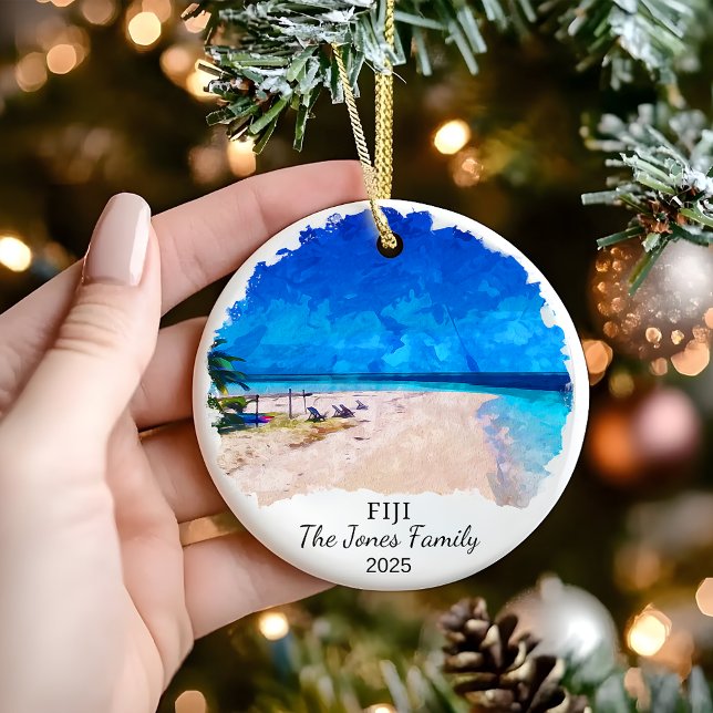 Personalised Fiji Ornament, Fiji Gift Ceramic Tree Decoration (Creator Uploaded)