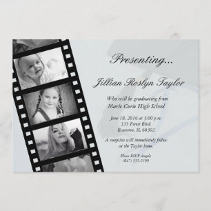 personalised film strip graduation invitation