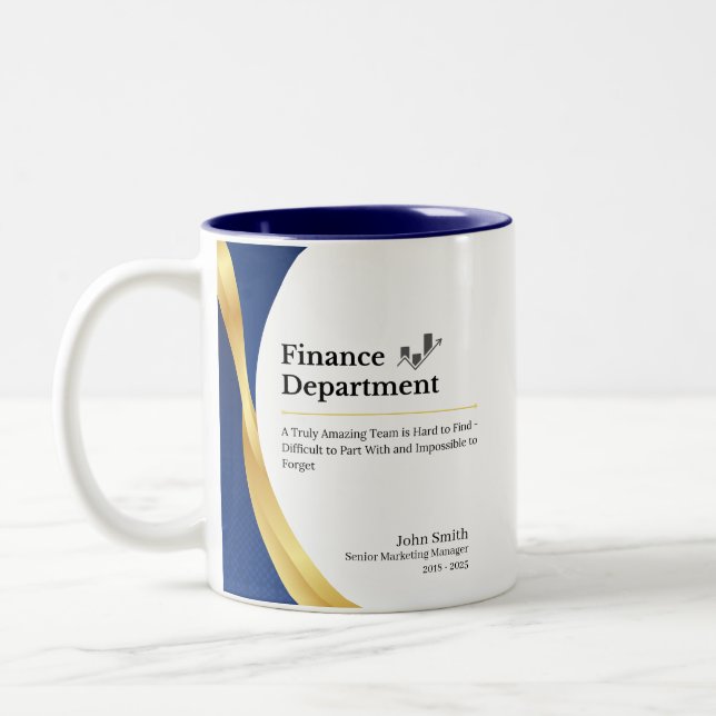 Personalised Finance Department  Two-Tone Coffee Mug (Left)