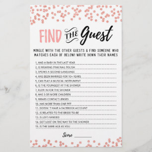 Personalised Find the guest Bridal Shower game