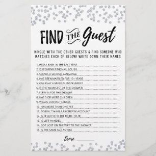 Personalised Find the guest Bridal Shower game