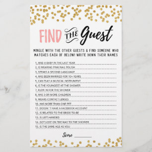 Personalised Find the guest Bridal Shower game