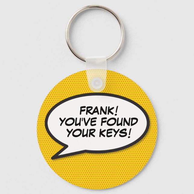 Personalised Find your keys Comic Book Pop Art Key Ring (Front)