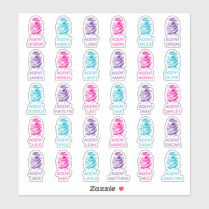 Personalised Fingerprint Girls Spy Party Stickers