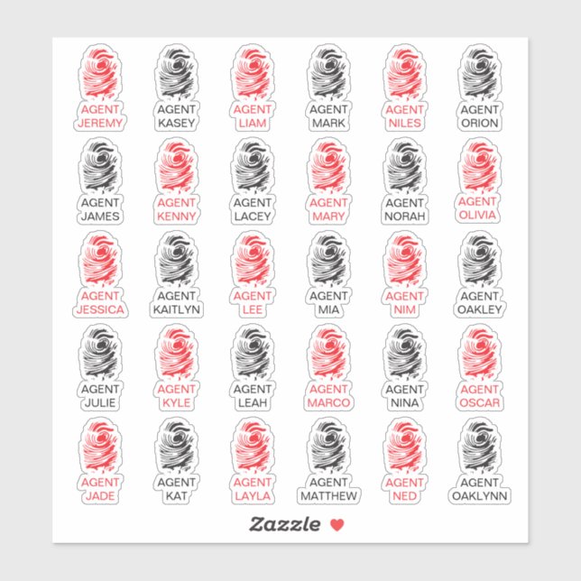 Personalised Fingerprint Spy Party Stickers (Sheet)