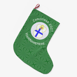Personalised Finnish Angel Christmas Flags Large Christmas Stocking