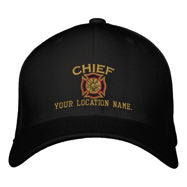 Personalised Fire Chief Custom Cap Embroidery (Front)
