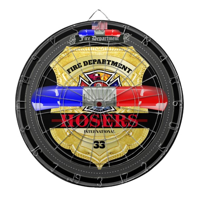 Personalised Fire Department Badge Dartboard (Front)
