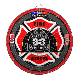 Personalised Fire Department Helmet City Side Dartboard