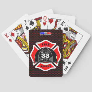 Personalised Fire Department Helmet City Side Playing Cards