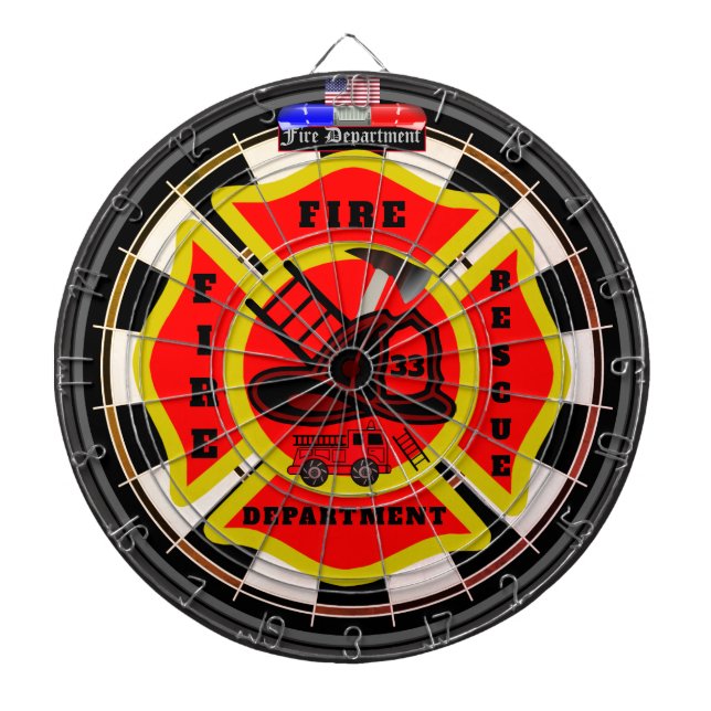 Personalised Fire Department Multi-Target Dartboard (Front)
