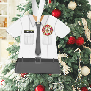 Personalised Fire Department Officer Uniform Ornament