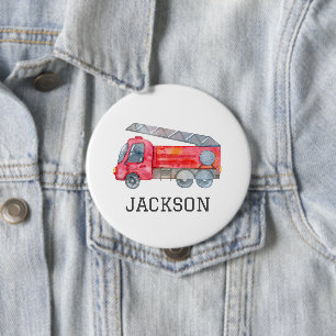 Personalised Fire engine birthday Party 10 Cm Round Badge