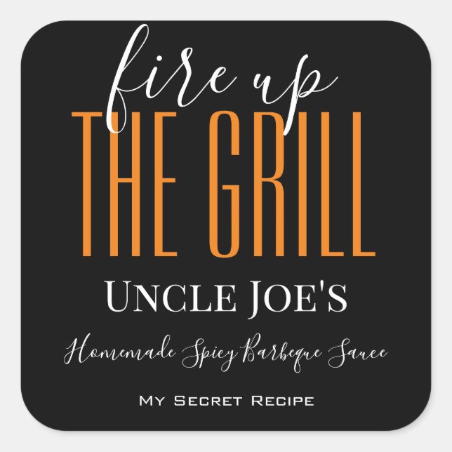 Personalised "Fire Up The Grill" Food Label (Front)