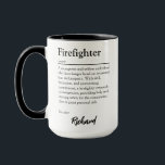 Personalised Firefighter Appreciation Definition Mug<br><div class="desc">Honour firefighters' bravery and dedication with this personalised mug featuring a heartfelt definition of their role. Crafted to celebrate their courage and commitment, this mug makes the perfect gift to show appreciation for their selfless service. Customise it with a name or message to make it extra special for the firefighter...</div>