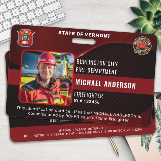 Personalised Firefighter Custom Employee Photo ID Badge (Creator Uploaded)