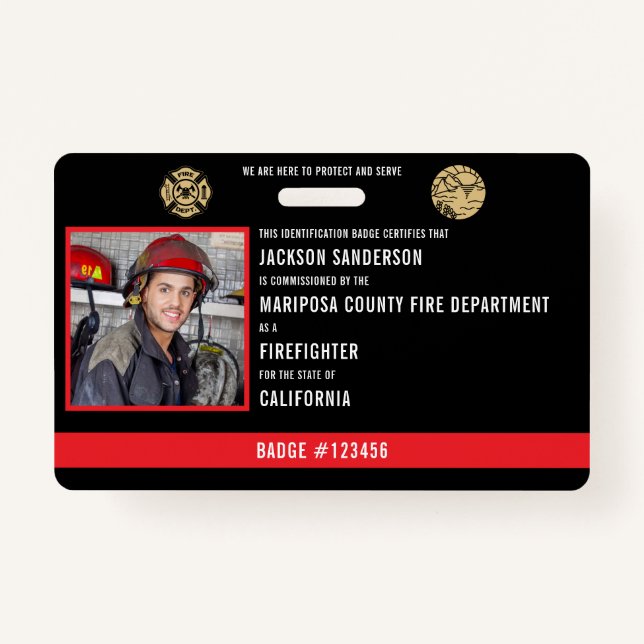 Personalised Firefighter Employee Photo ID ID Badge (Front)