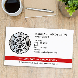 Personalised Firefighter Fire Department Logo Business Card